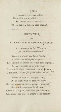 Brennus, Ou La Vigne Plantée Dans Les Gaules.