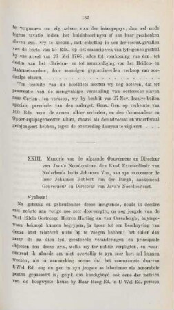 XXIII. Memorie van de afgaande Gouverneur en Directeur van Java's Noordoostcust den Raad Extraordinair van Nederlands India Johannes Vos, aan zyn successeur de heer Johannes Robbert van der Burgh, aankomend Gouverneur en Directeur van Java's Noordoostcust