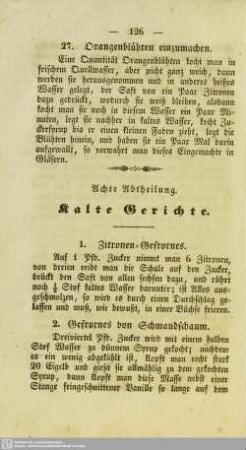 Achte Abtheilung. Kalte Gerichte