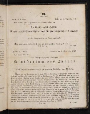 Amtsblatt der Großherzoglich-Hessischen Regierungs-Commission des Regierungsbezirks Gießen