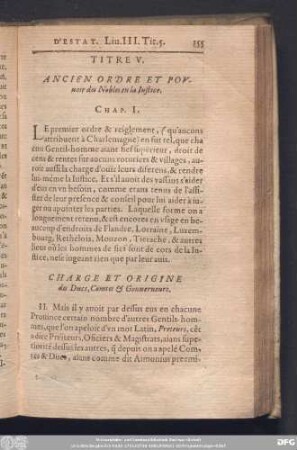 Titre V. Ancien Ordre Et Pouvoir des Nobles en la Iustice.