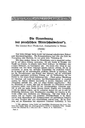 Die Neuordnung des preußischen Mittelschulwesens : (Schluß)