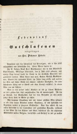 Lebenslauf des Entschlafenen