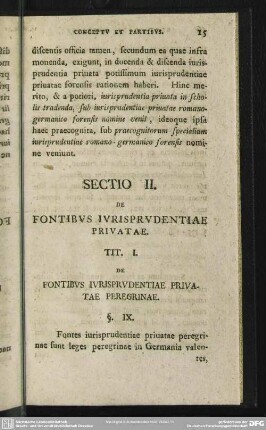 Sectio II. De Fontibus Iurisprudentiae Privatae