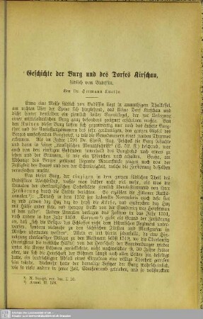 Geschichte der Burg und des Dorfes Kirschau : südlich von Budissin