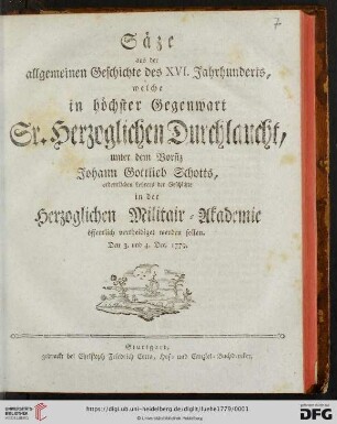 Säze aus der allgemeinen Geschichte des XVI. Jahrhunderts
