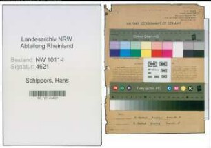 Entnazifizierung Hans Schippers , geb. 06.11.1912 (Landwirt)