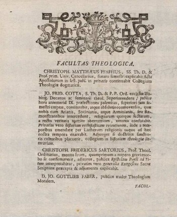 2v, Facultas Theologica
