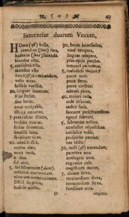 Sententiae duarum Vocum. - Sententiae trium Vocum.