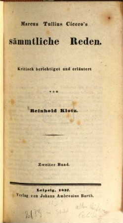 Marcus Tullius Cicero's Sämmtliche Reden, 2