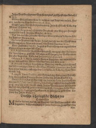 Teutsche Theologische Bücher der Calvinisten.
