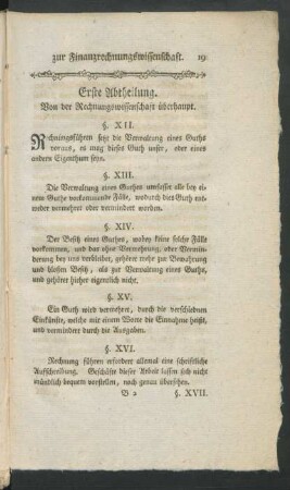 Erste Abtheilung. Von der Rechnungswissenschaft überhaupt