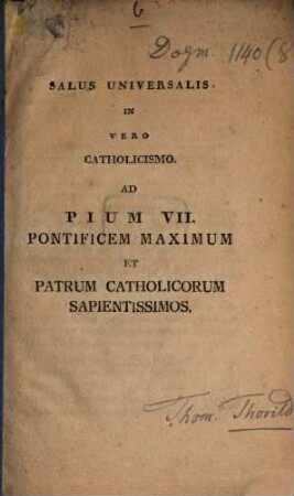Salus universalis in vero Catholicismo