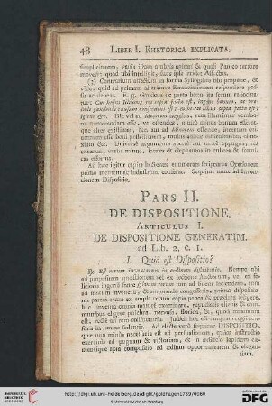 Pars II: De dispositione
