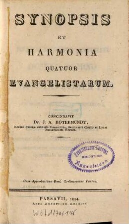 Synopsis et Harmonia quatuor Evangelistarum