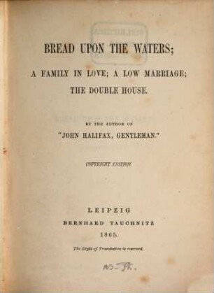 Bread upon the waters