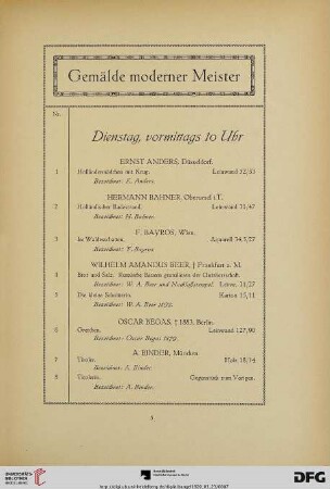 Gemälde moderner Meister (Nr. 1-138)