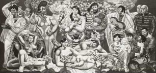Eines Tages werden die Menschen wie Brüder leben. Öl; 170 x 345 cm