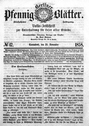 No. 47, Sonnabend, den 20. November