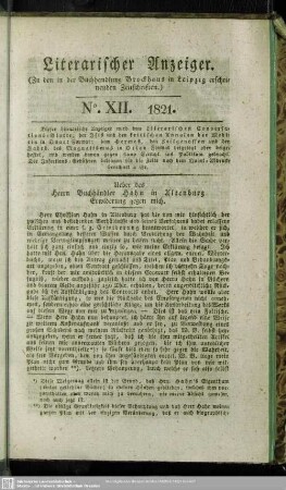 Literarischer Anzeiger No. XII. 1821