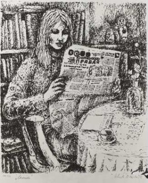 Lesende; Novemberblatt des Junge-Welt-Kalenders 1973