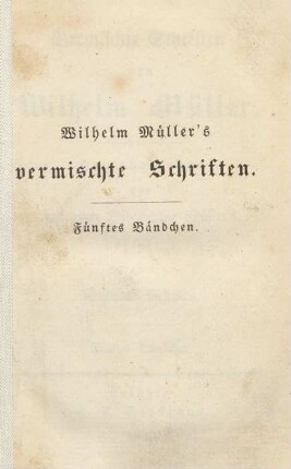 Bändchen 5: Vermischte Schriften
