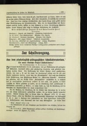 Aus dem psychologisch-pädagogischen Schullaboratorium : ein neues Gewichts-Doppel-Aesthometer