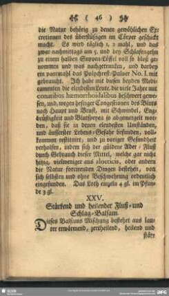 XXV. Stärkend und heilender Fluß- und Schlag-Balsam