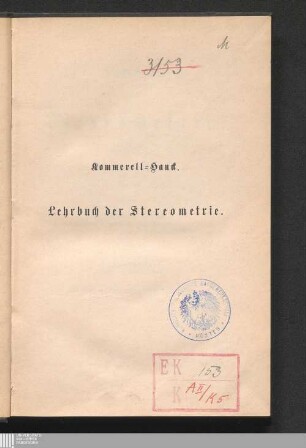 Lehrbuch der Stereometrie