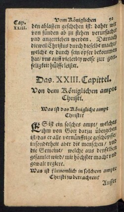 Das XXIII. Capittel. Von dem Königlichen ampte Christi.