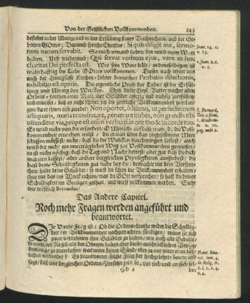 Das Andere Capitel. Noch mehr Fragen werden angeführt und beantwortet.