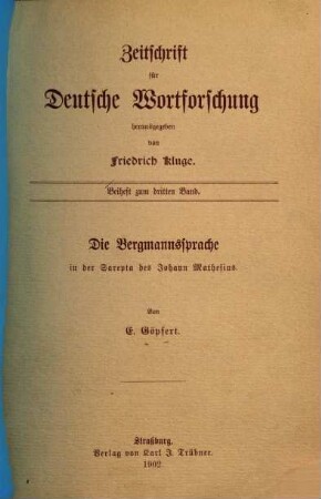 Die Bergmannssprache in der Sarepta des Johann Mathesius