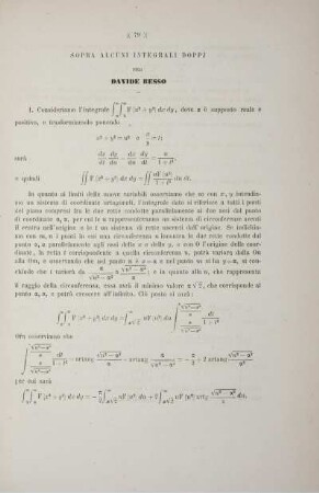 Sopra alcuni integrali doppi.