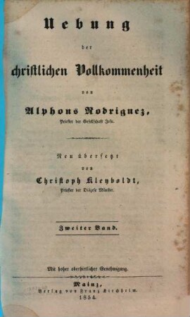 Uebung der christlichen Vollkommenheit, 2