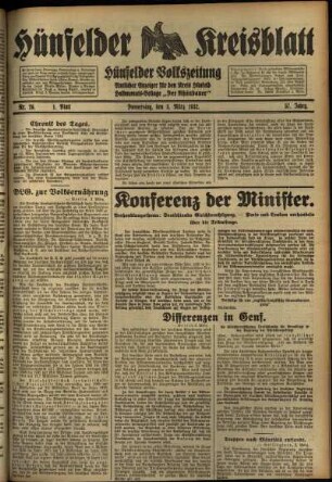 Erste Ausgabe vom Donnerstag, den 03. März 1932.