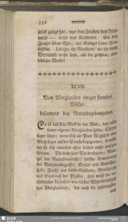 XLVII. Vom Aberglauben einiger fremder Völker: besonders bey Naturbegebenheiten