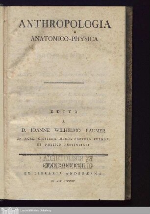 Anthropologia Anatomico-Physica