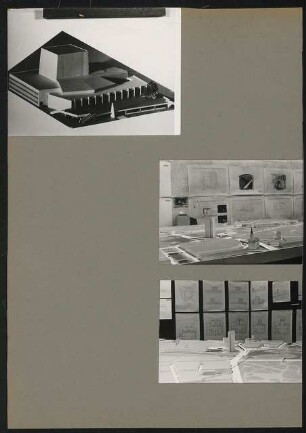 Düsseldorfer Schauspielhaus, Düsseldorf Wettbewerb: Fotos Modell Außenansicht und Städtebauliches Modell sowie Entwürfe anderer Architekten