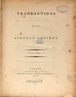 The transactions of the Linnean Society of London. 2. 1794