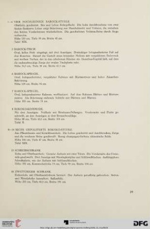 Möbel des Barock und Rokoko (Nr.1-18)