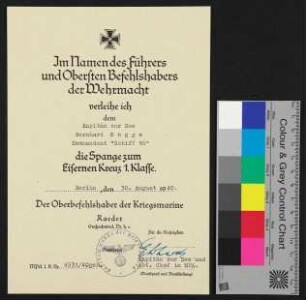 Urkunden für verliehende Auszeichnungen