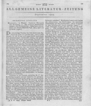 Aratus: Phainomena Kai Diosēmeia - Des Aratos Sternerscheinungen Und Wetterzeichen. Übers. u. erklärt v. J. H. Voss. Hrsg. v. J. H. Voss. Heidelberg: Winter 1824
