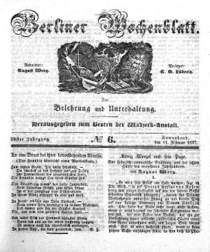No. 6, Sonnabend, den 11. Februar 1837.