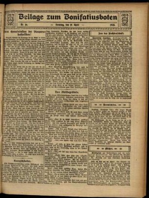Zweite Ausgabe vom Sonntag, den 19. April 1925.