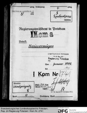 Haushaltspläne, Verwaltungsberichte und Kreisvermögen des Kreises Westprignitz
