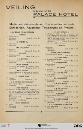Moderne-, demi-moderne, romantische- en oude schilderijen, aquarellen, teekeningen en prenten (Nr. 1-219d)