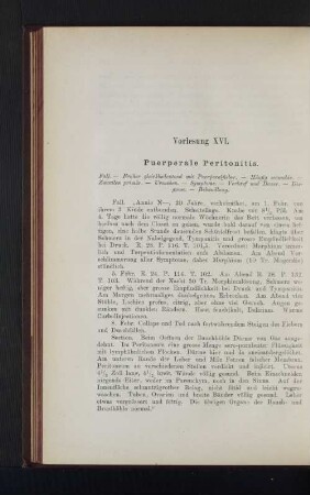 Vorlesung XVI. Puerperale Peritonitis.