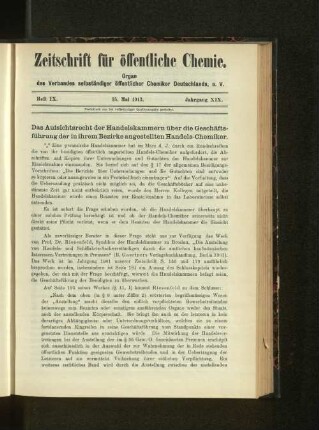Heft IX. 15. Mai 1913. Jahrgang XIX.