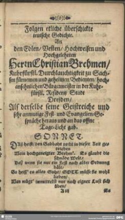 Folgen etliche überschickte teutsche Gedichte