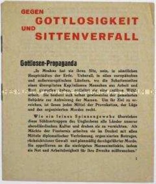 Religiöse Propagandaschrift gegen "Gottlosigkeit"